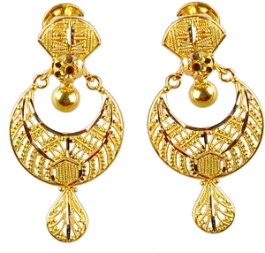 Traditional Indian Gold Jhumka Earrings PNG Image