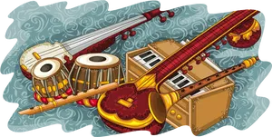 Traditional_ Indian_ Musical_ Instruments_ Collection PNG Image