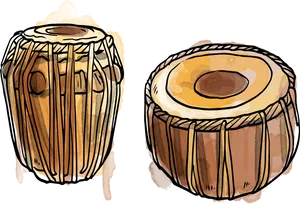 Traditional Indian Tabla Drums Illustration PNG Image