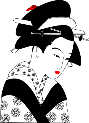 Traditional Japanese Geisha Art PNG image with transparent background