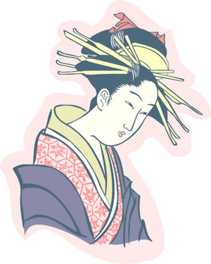 Traditional Japanese Geisha Art PNG with transparent background