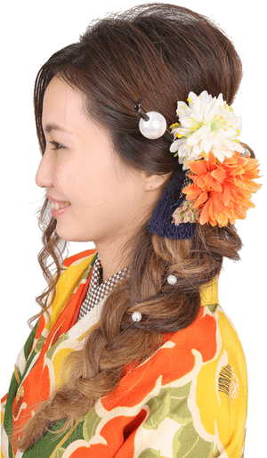 Traditional Japanese Hairstyle Kimono PNG image with transparent background