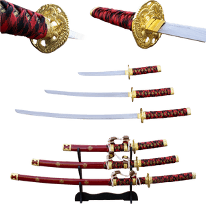 Traditional Japanese Katanas Display PNG