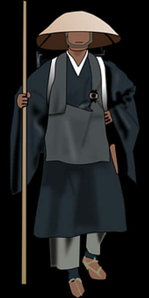 Traditional Japanese Monk Illustration PNG image with transparent background