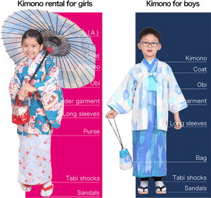 Traditional Kimono Rental Children PNG with transparent background