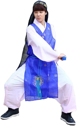 Traditional Korean Dance Attire PNG Image