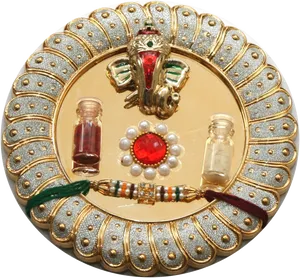 Traditional Rakhi Thali Decoration PNG Image