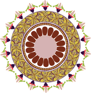 Traditional Rangoli Design Circular Pattern PNG Image