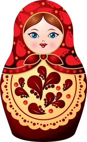 Traditional Russian Matryoshka Doll PNG Image