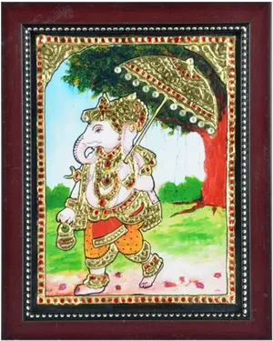 Traditional Vinayagar Artwork PNG Image