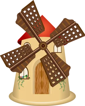 Traditional Windmill Illustration PNG Image