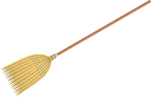 Traditional Wooden Broom Illustration PNG Image