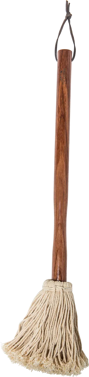 Traditional Wooden Mop Standing PNG Image