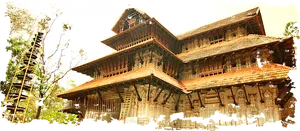 Traditional Wooden Temple Architecture PNG Image