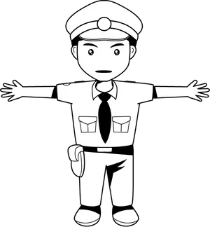 Traffic Control Policeman Illustration PNG Image