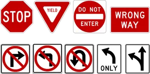 Traffic Control Signs Collection PNG Image