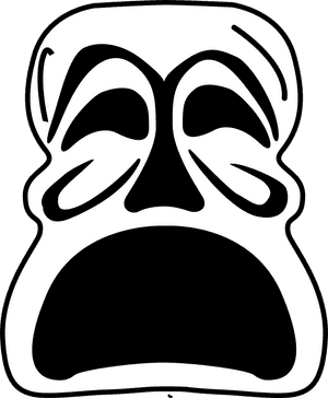 Line Art,head,monochrome Photography - Sad Drama Mask Clip Art, HD Png Download PNG image with transparent background