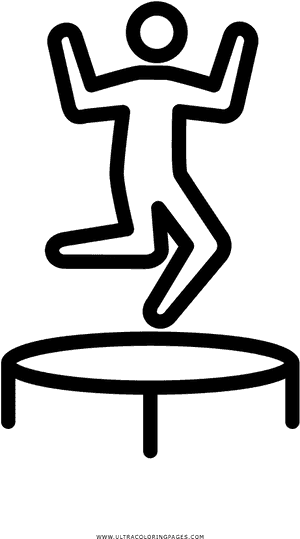 Trampoline Coloring Page - Trampoline Jump, HD Png Download PNG