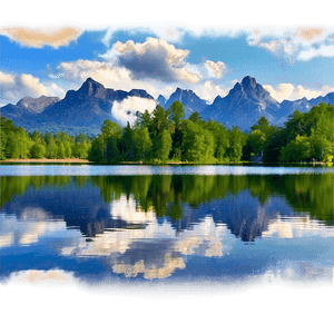 Tranquil Lake View Landscape PNG 06232024 PNG