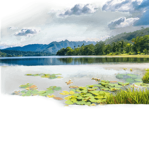 Tranquil Lake View Landscape PNG wht PNG image with transparent background
