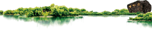 Tranquil_ Lake_with_ Green_ Island_and_ Reflections PNG image with transparent background