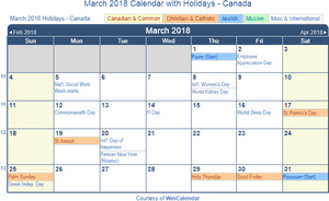 Transparent 2018 Calendar Png - Holidays In March 2019, Png Download PNG image with transparent background