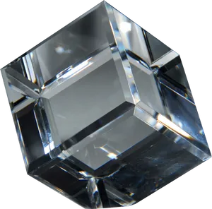 Transparent Crystal Cube Facets PNG Image