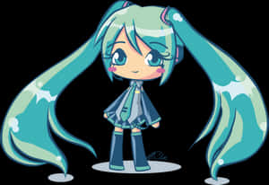 Transparent Hatsune Miku Clipart - Kawaii Miku Hatsune Chibi, HD Png Download PNG with transparent background