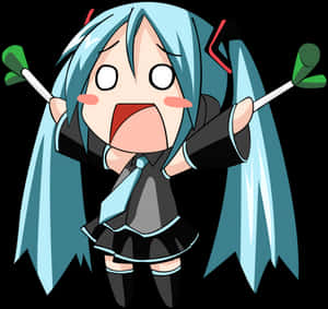 Transparent Panic Clipart - Hatsune Miku Chibi Leek, HD Png Download PNG with transparent background