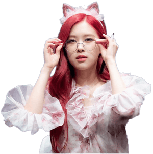 Transparent Red Hair Png - Rose Blackpink Wearing Glasses, Png Download PNG image with transparent background