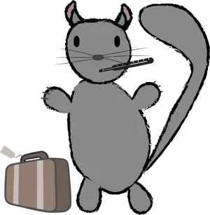 Traveling Chinchilla Cartoon PNG Image