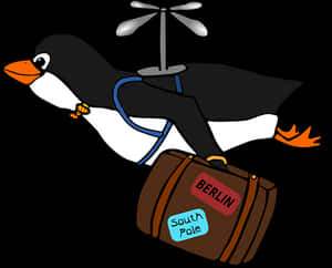 Traveling Penguin Illustration PNG image with transparent background