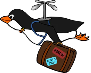 Traveling Penguin Illustration PNG Image