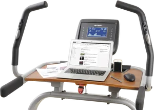 Treadmill Desk Setupwith Electronics PNG Image