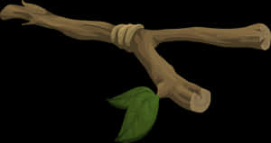 Tree Branch Single Leaf PNG image with transparent background