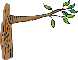 Tree Branchwith Green Leaves Illustration PNG image with transparent background