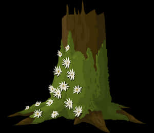 Tree Stumpwith Flowers Illustration PNG image with transparent background