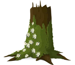 Tree Stumpwith Flowers Illustration PNG Image