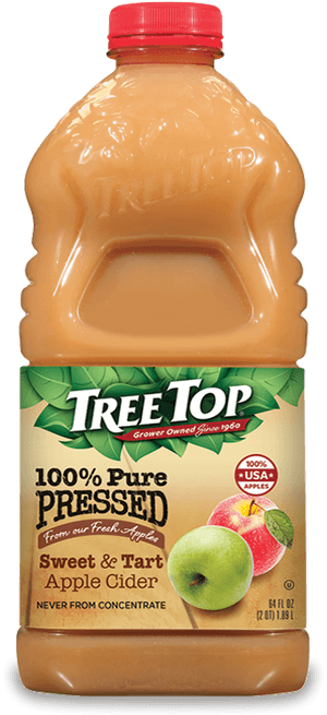 Tree Top Pure Pressed Apple Cider Bottle PNG image with transparent background
