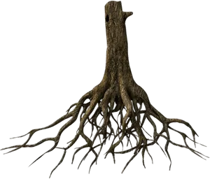 Tree Trunkwith Exposed Roots PNG Image