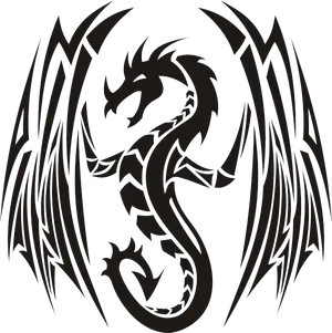 Tribal Dragon Tattoo Design PNG Image