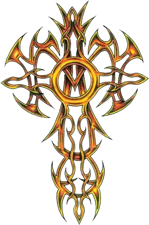 Tribal Flame Cross Design PNG Image