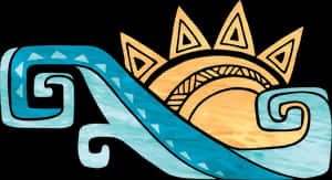 Tribal Sunand Wave Illustration PNG image with transparent background