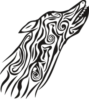 Tribal Wolf Artwork PNG Image