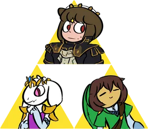 Triforce_ Animated_ Characters PNG Image