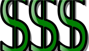 Triple Green Dollar Signs PNG Image