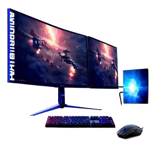 Triple Monitor Gaming Setup Png Lsj PNG Image