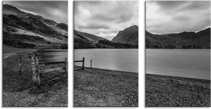 Buttermere 3 Panel Lake District Canvas Print Wall - Monochrome, HD Png Download PNG with transparent background