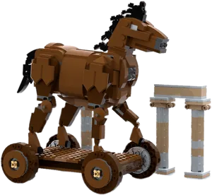 Trojan Horse Modelwith Wheels PNG Image