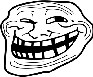 Troll_ Face_ Meme_ Black_and_ White PNG Image